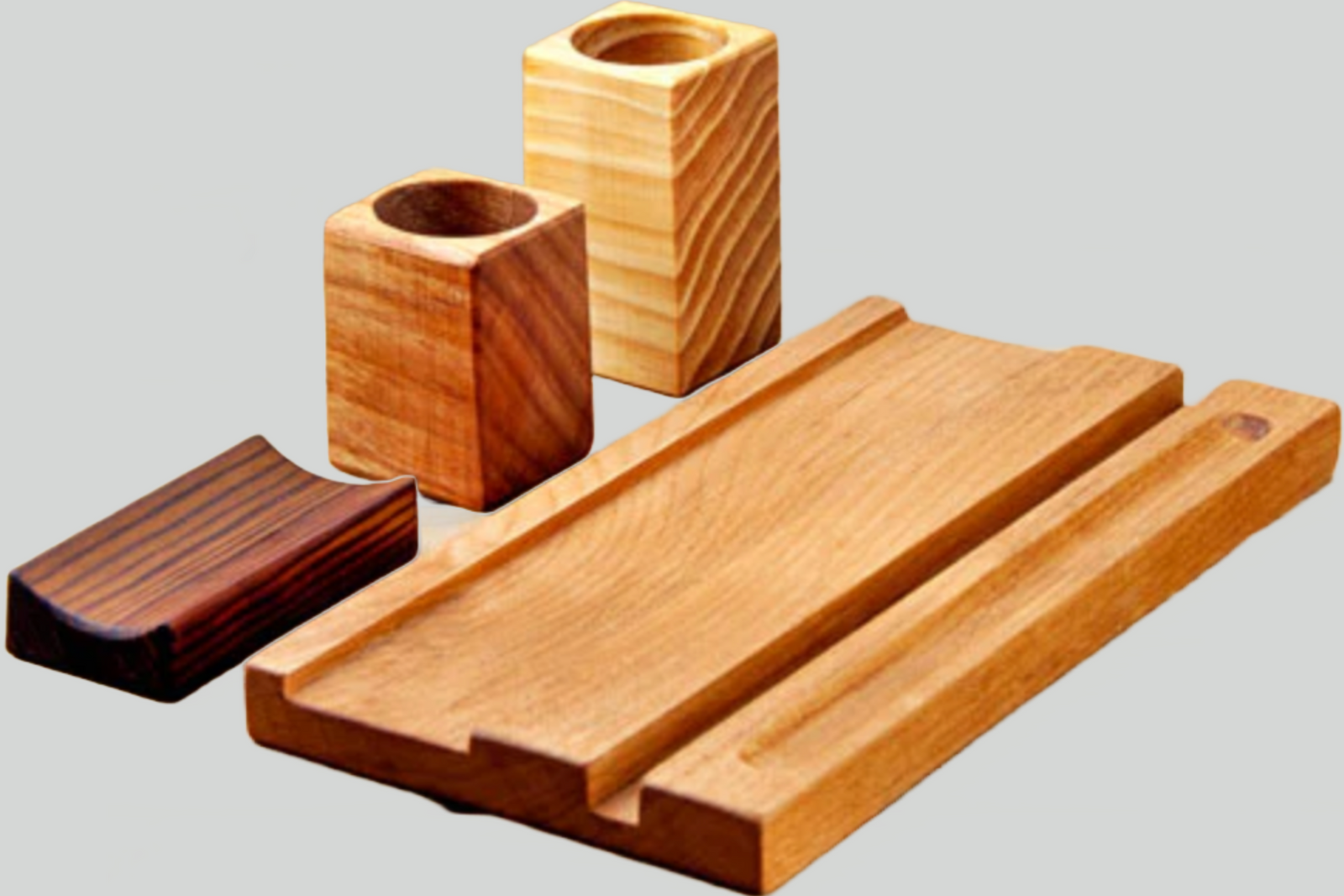 Organizador de escritorio / soporte de Tablet y móvil de madera